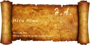 Hirs Alma névjegykártya